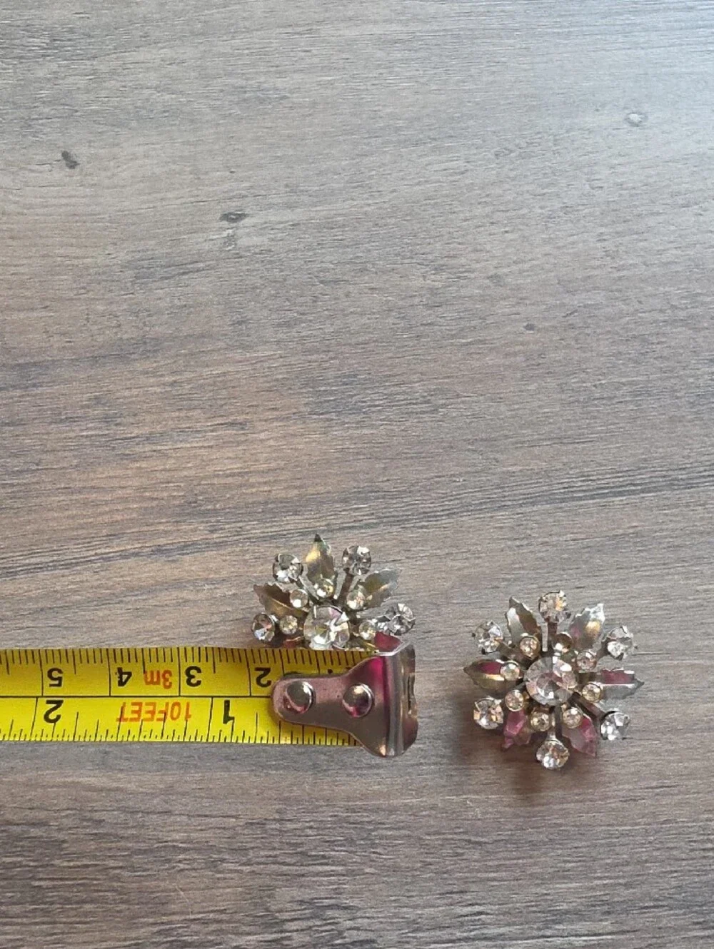 Clear Crystal Flower Brooches - Silver Tone